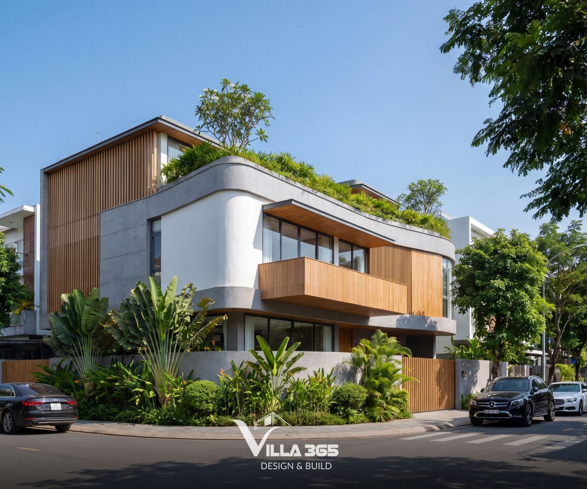The Flow Villa – Giải pháp kiến trúc xanh cho biệt thự phố lô góc 1 The Flow Villa khai thác lợi thế lô góc để mở rộng tầm nhìn và tăng khả năng đón sáng tự nhiên