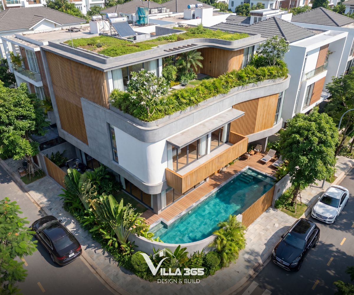The Flow Villa – Giải pháp kiến trúc xanh cho biệt thự phố lô góc 2 Khoảng lùi phía trước được chuyển hóa thành lớp đệm xanh giữa không gian ở và đường phố