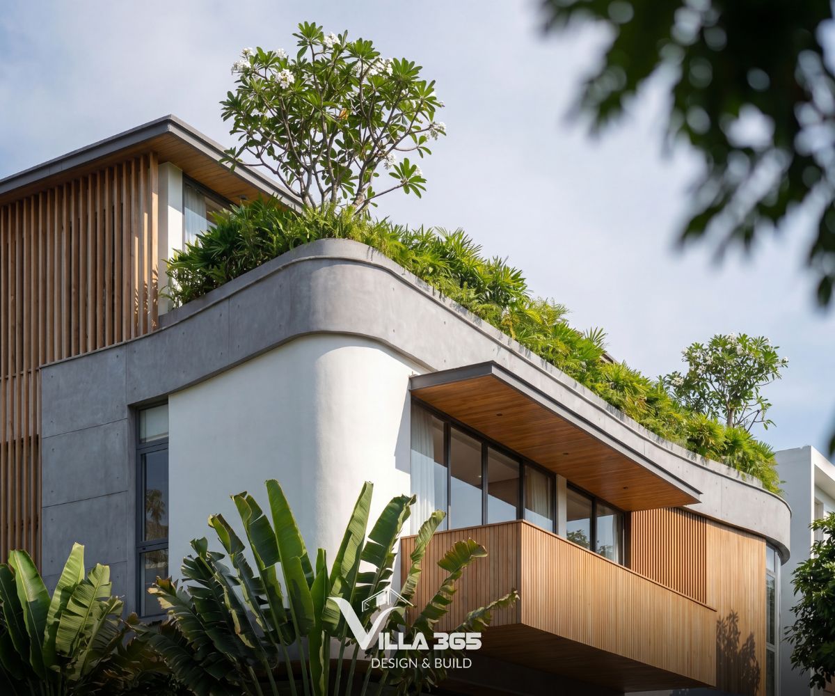 The Flow Villa – Giải pháp kiến trúc xanh cho biệt thự phố lô góc 11 Khối nhà lùi dần theo chiều cao, tạo nên các lớp ban công, sân thượng và khoảng xanh xen kẽ