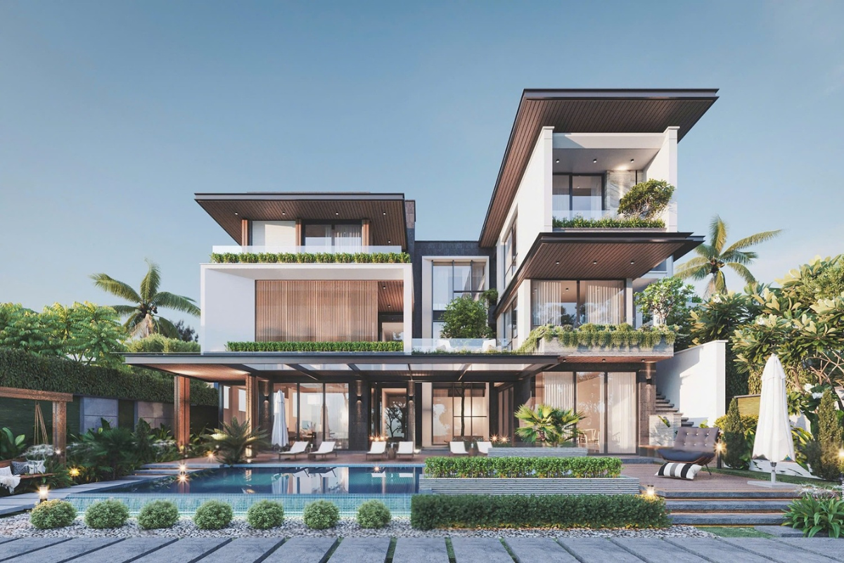 Biệt thự 3 tầng 200m² mang đến không gian sống rộng rãi ( Ảnh: Sưu tầm )