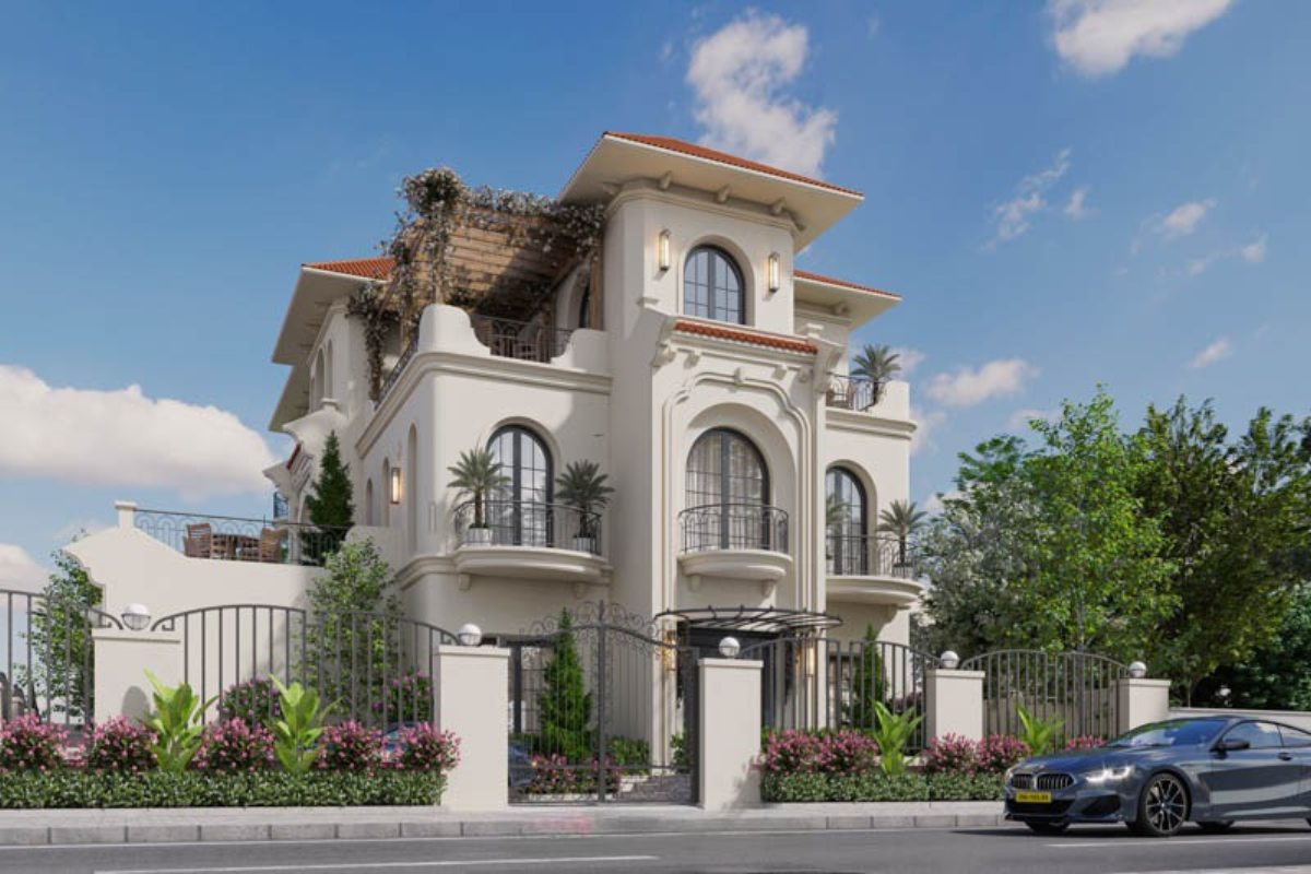 Biệt thự 3 tầng Địa Trung Hải mang vẻ đẹp phóng khoáng, rực rỡ đầy sức sống ( Ảnh: Sưu tầm )