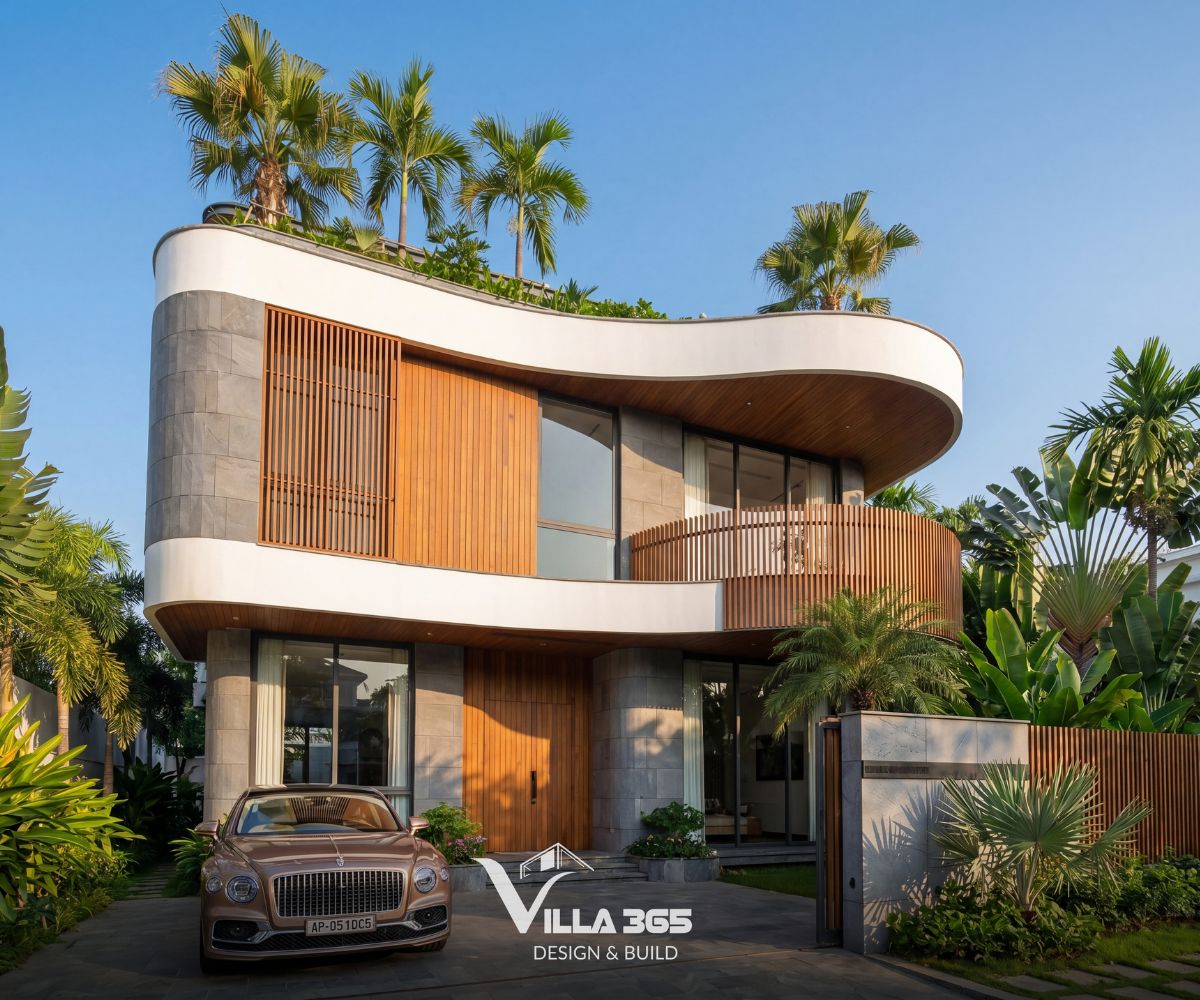 Cầm Villa – “Thanh âm” dịu dàng giữa phố thị 2 Những đường bo cong duyên dáng giúp Cầm Villa rũ bỏ vẻ nặng nề của khối bê tông