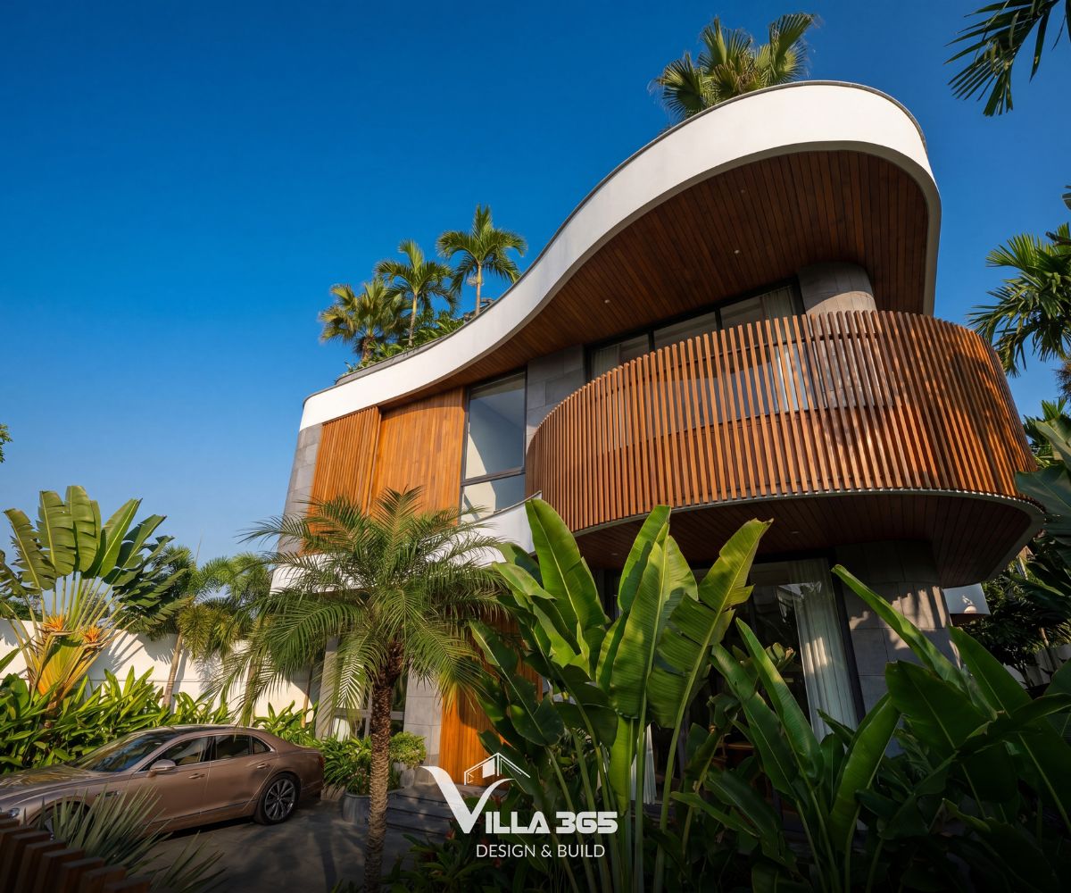 Cầm Villa – “Thanh âm” dịu dàng giữa phố thị 3 Những đường cong chạy theo phương ngang tạo nên nhịp điệu mềm mại, gợi liên tưởng đến nắp mở của một chiếc đàn đại dương cầm