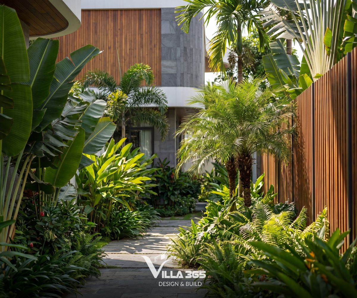Cầm Villa – “Thanh âm” dịu dàng giữa phố thị 11 Mảng xanh đa tầng tạo nên bởi các loại cây nhiệt đới như chuối cảnh, dương xỉ,…