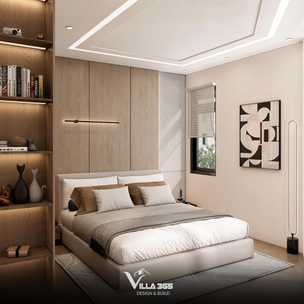 Thiết kế nội thất Đan Villa – Hài hòa và tiện nghi trong ngôi nhà ba thế hệ 5 Phòng ngủ ông bà được đặt tại tầng trệt nhằm hạn chế việc di chuyển cầu thang, đồng thời bảo đảm sự thuận tiện và an toàn trong sinh hoạt hằng ngày