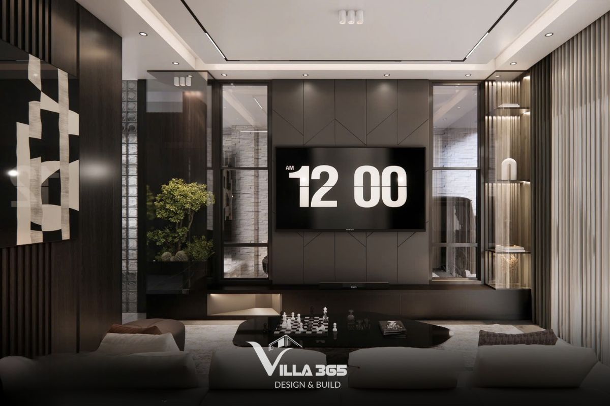 Các phân vị đứng và ngang được sử dụng để tạo nhịp điệu cho hệ tủ, vách và trần 