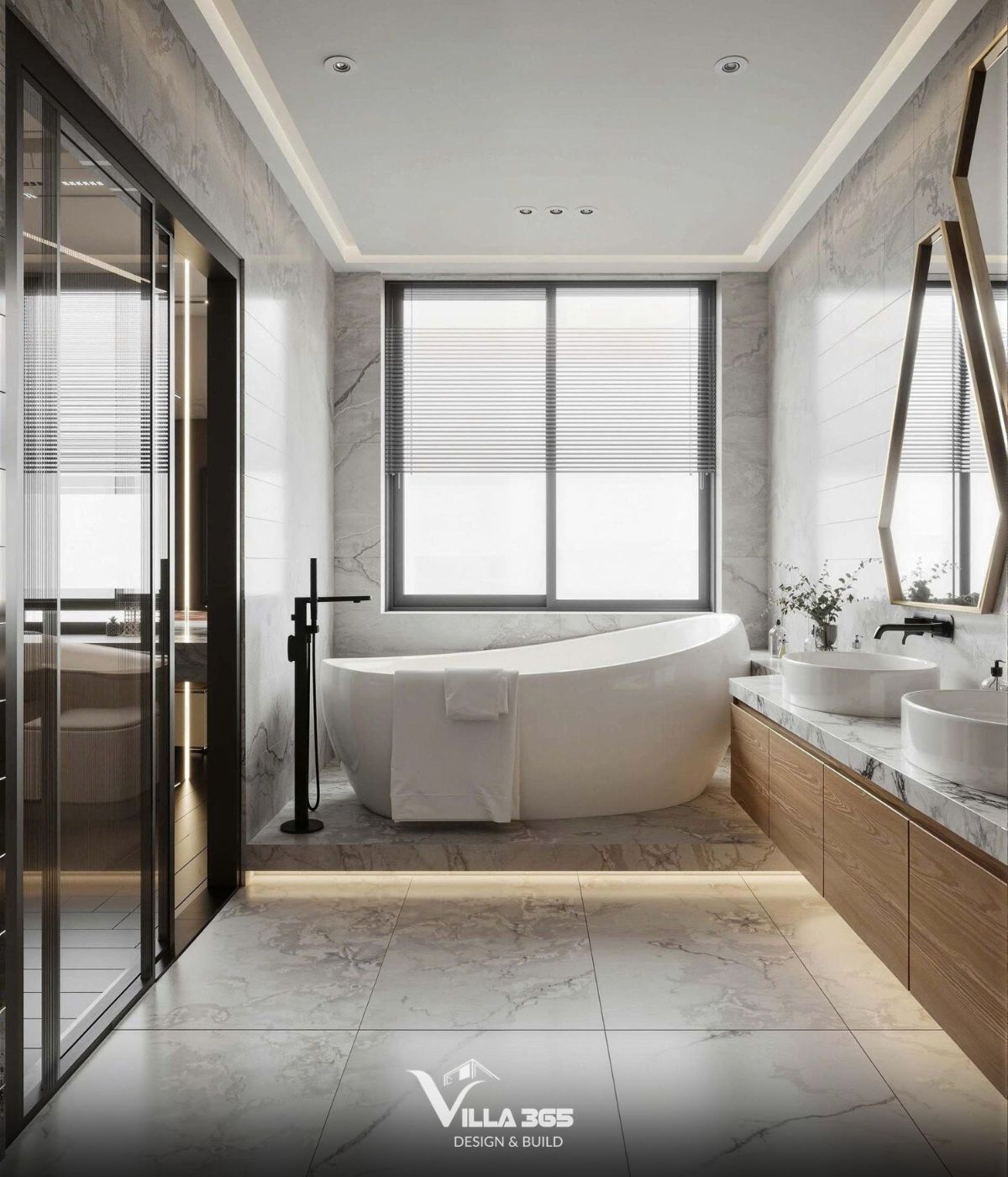 Khoảng cách giữa lavabo, bồn cầu và khu tắm cần đủ rộng để người sử dụng di chuyển và thao tác thuận tiện