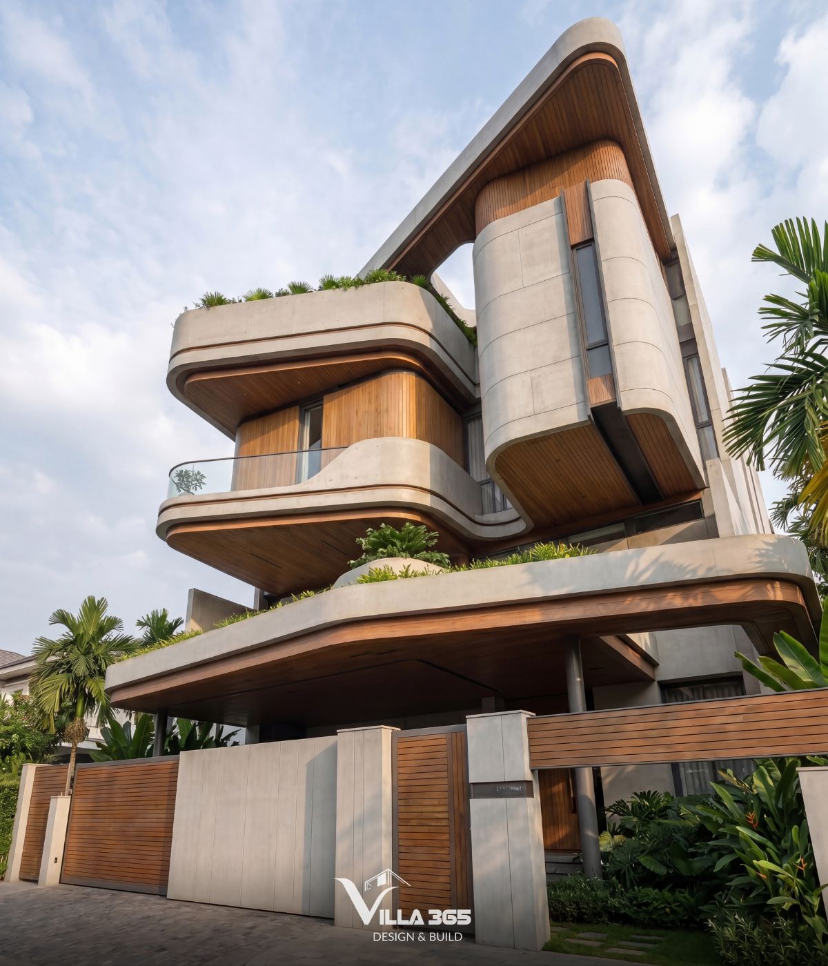 Soul Villa là sự gặp gỡ hài hòa giữa bê tông trần vững chãi, gỗ tếch ấm áp và cảnh quan nhiệt đới mềm mại 