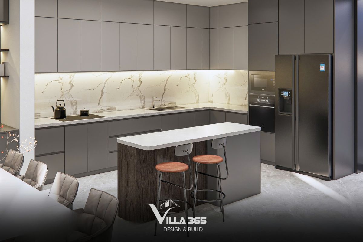 Tủ kịch trần vừa tối ưu khả năng lưu trữ, vừa giúp các mặt phẳng nội thất trở nên gọn gàng và mạch lạc