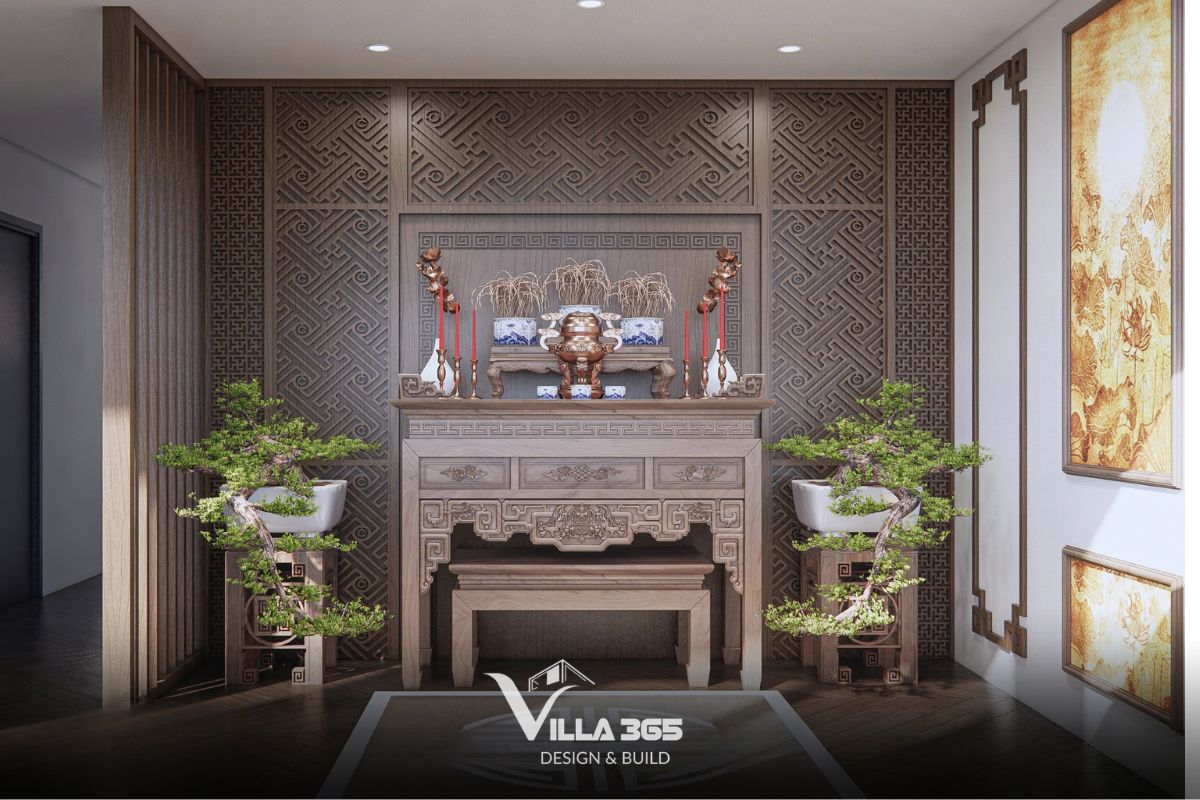 Những hoa văn cách điệu truyền thống giúp giá trị văn hóa gia đình hiện diện tự nhiên trong không gian đương đại 