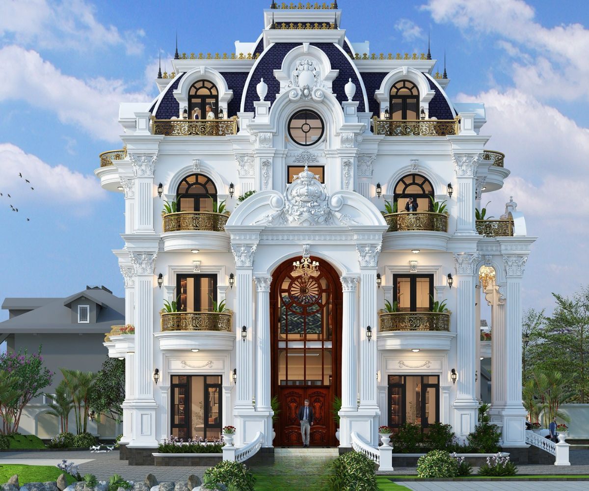 Hệ cột, cửa vòm và phào chỉ tạo chiều sâu cho kiến trúc biệt thự đẹp Bình Dương phong cách tân cổ điển  (Ảnh: Sưu tầm)