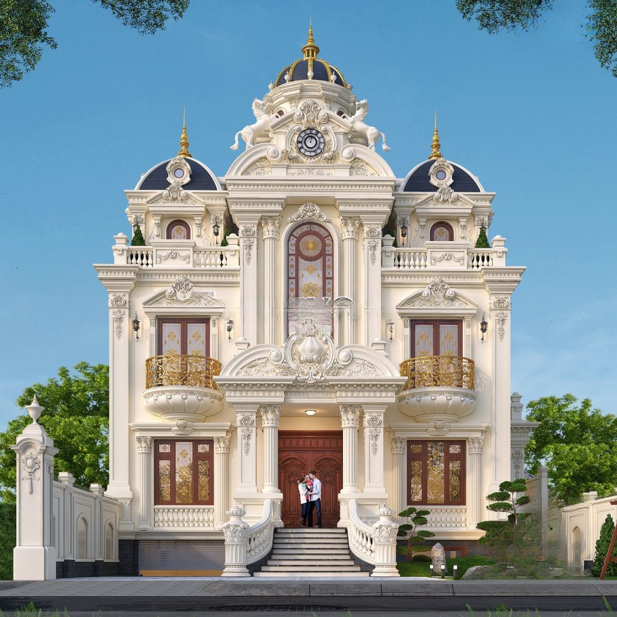 Kiến trúc biệt thự cổ điển Bình Dương chú trọng tỷ lệ để tạo sự sang trọng mà không sa vào trang trí dàn trải (Ảnh: Sưu tầm)