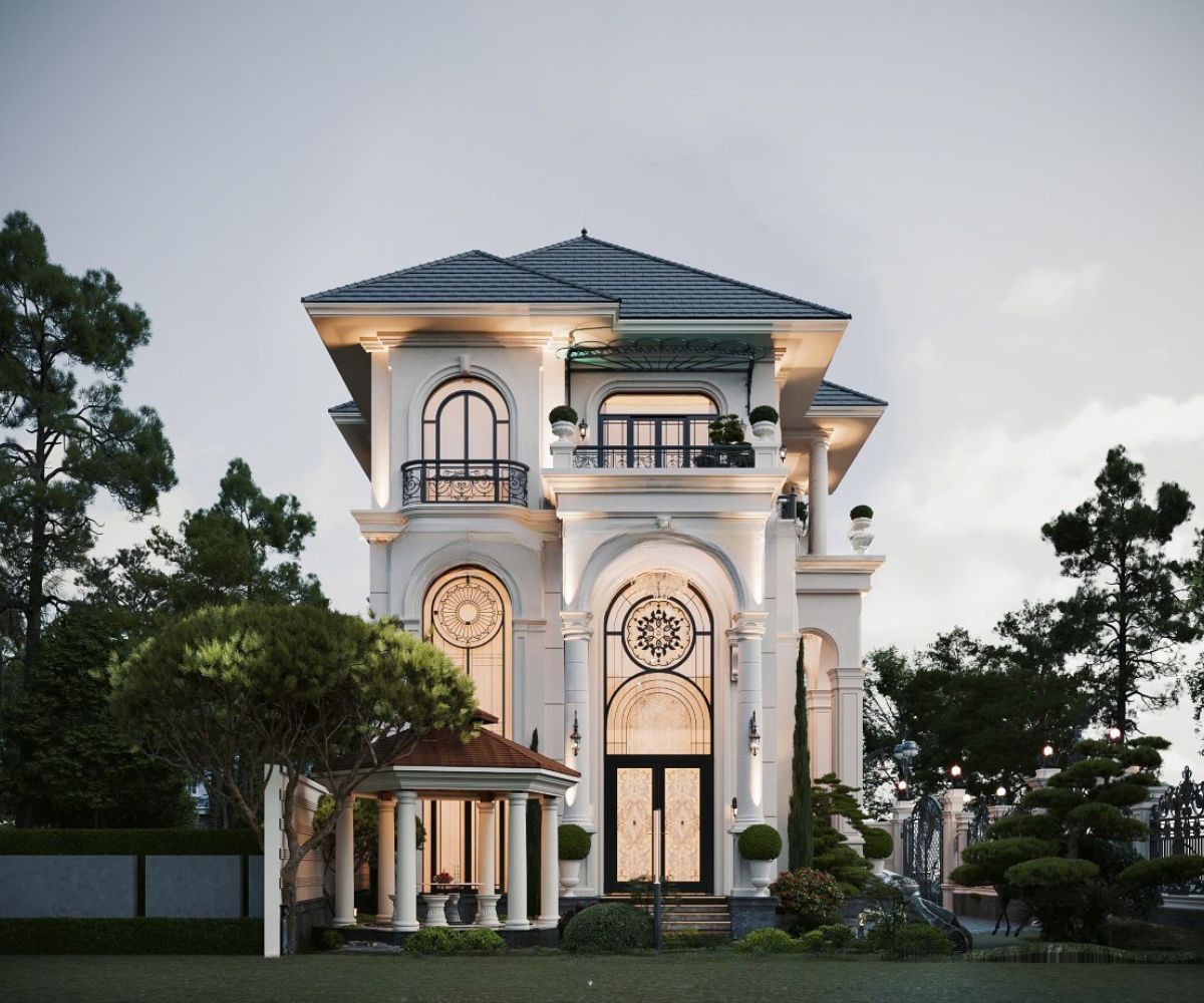 Thiết kế biệt thự mái Nhật Bình Dương ghi dấu bằng hệ mái dốc nhẹ, cân đối và mở rộng theo phương ngang  (Ảnh: Sưu tầm)