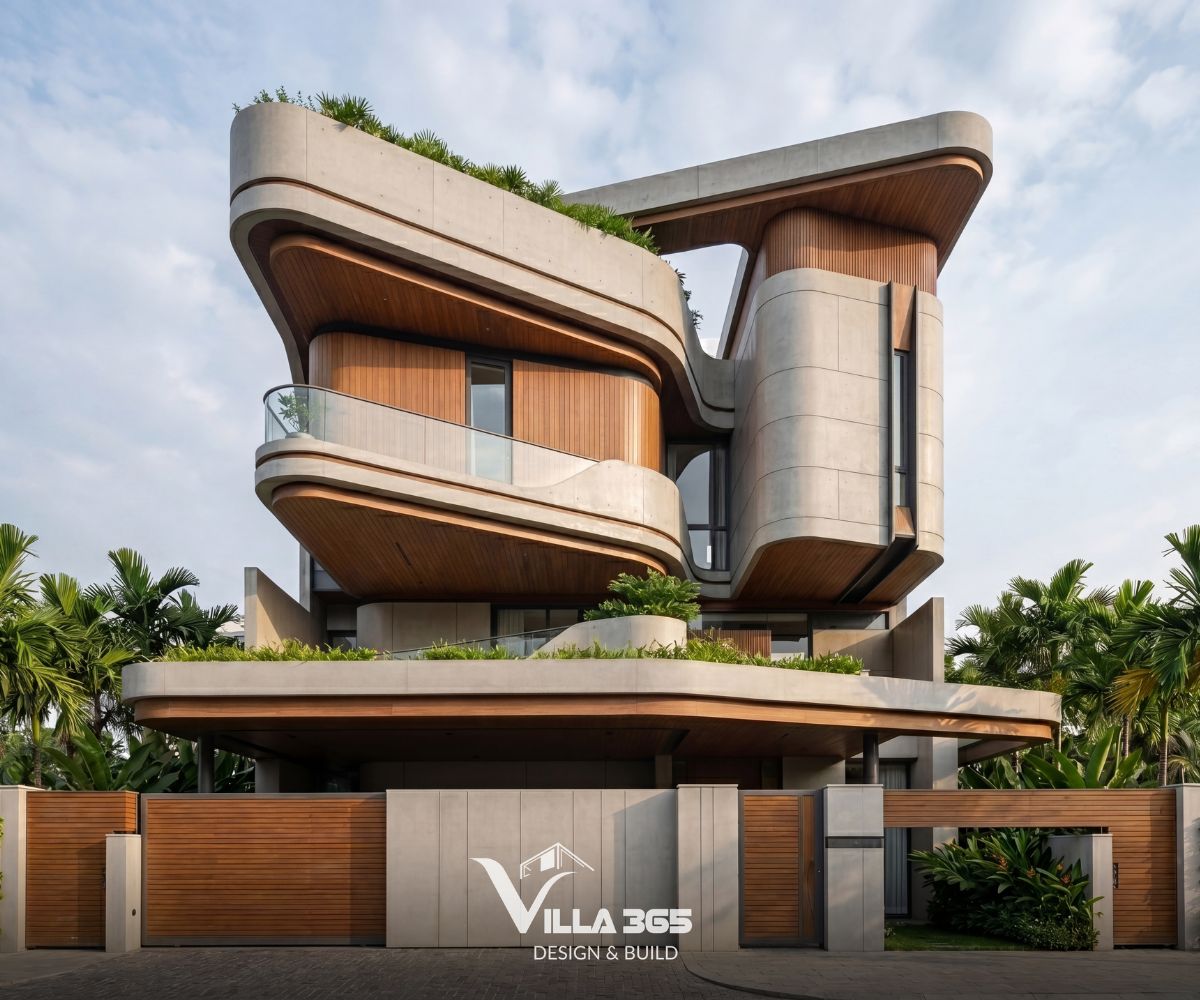 Mẫu thiết kế biệt thự Long An tại Villa 365 kết hợp hình khối đương đại, khoảng xanh và giải pháp thông gió để thích ứng tốt với khí hậu