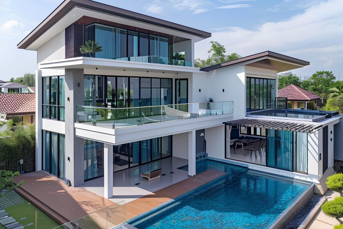 Cách xem hướng nhà với nhà chữ L hoặc đất méo nên dựa trên khối kiến trúc chính thay vì hình dạng ranh đất (Ảnh: Sưu tầm)