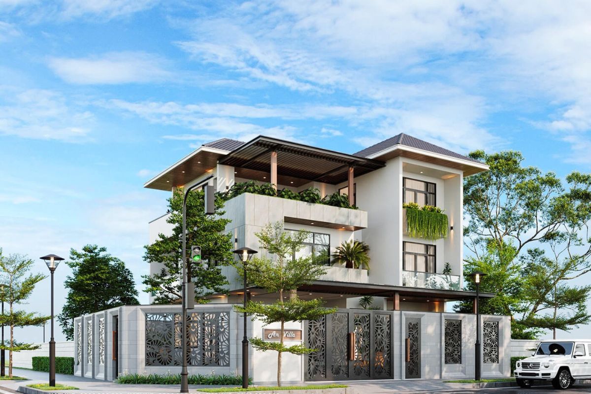 Biệt thự hiện đại mái Thái mang vẻ đẹp thanh thoát, cân đối, kết hợp hài hòa giữa nét sang trọng và đường nét kiến trúc hiện đại. ( Ảnh: Sưu tầm )