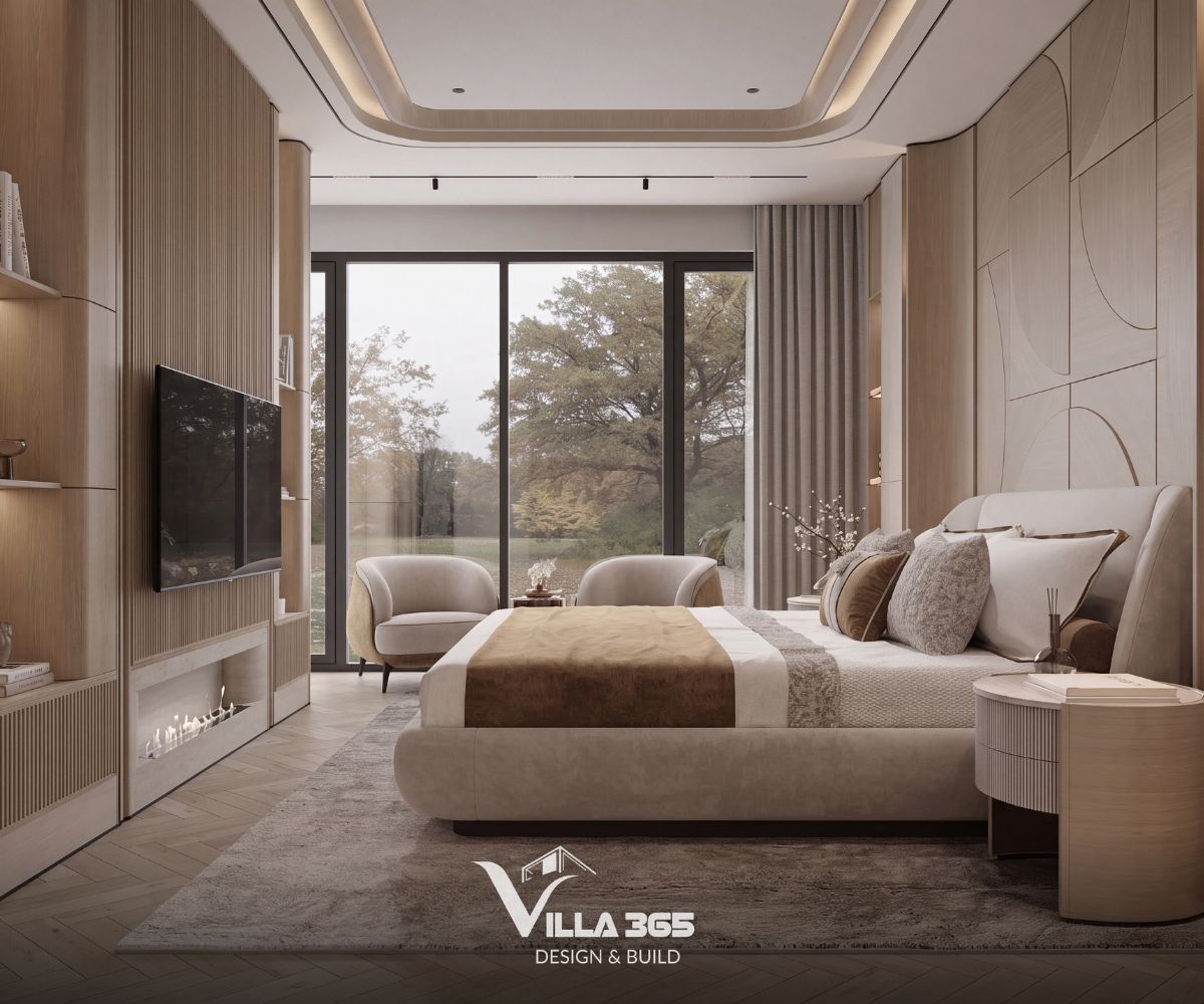 Thiết kế nội thất Grace Villa - Ốc đảo thanh lịch giữa phố thị nhộn nhịp 6 Ánh sáng từ hệ cửa kính lớn kết hợp bảng màu trắng – be và nội thất tích hợp mang đến một phòng ngủ nhẹ nhàng, tiện nghi