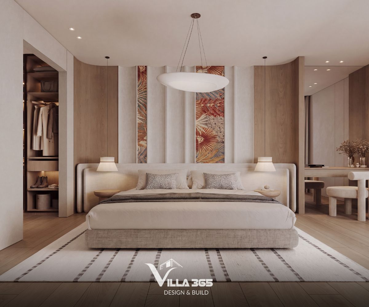 Thiết kế nội thất Grace Villa - Ốc đảo thanh lịch giữa phố thị nhộn nhịp 8 Phòng ngủ master được tổ chức như một khoảng nghỉ riêng tư, nơi ánh sáng, chất liệu thân thiện và những tiện nghi cá nhân cùng tạo nên cảm giác thư thái