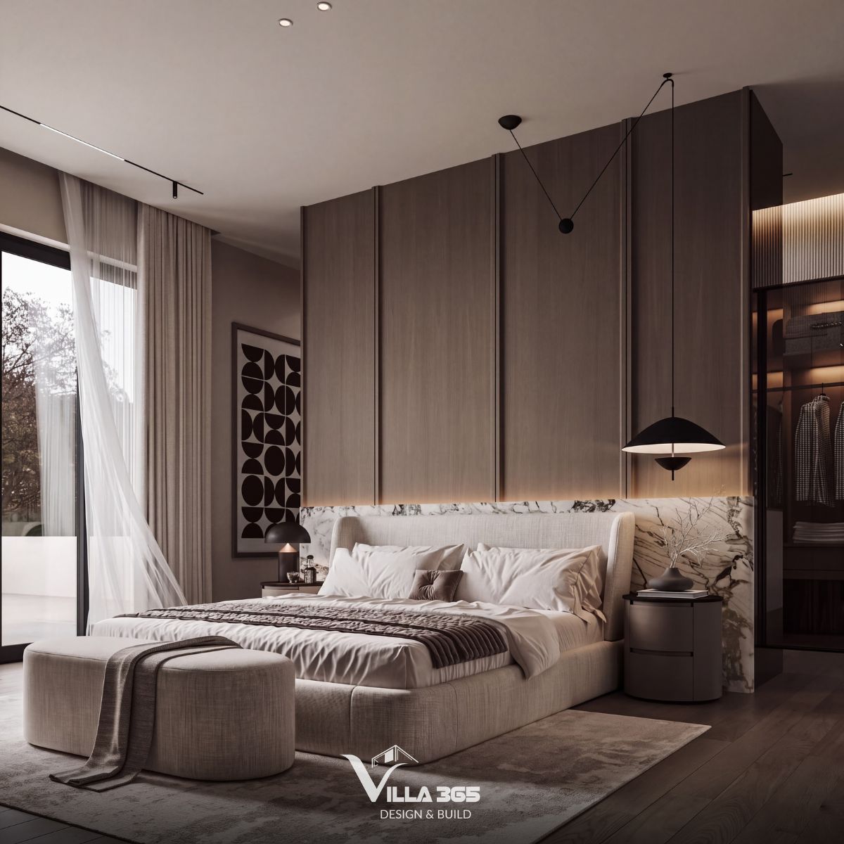 Tông gỗ được trải dài từ vách ốp, sàn đến đồ nội thất, tạo sự nhất quán cho toàn bộ không gian sống 
