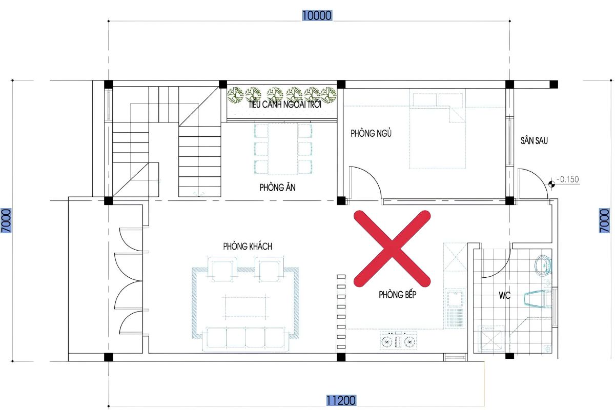Cách bố trí phong thủy phòng ngủ chuẩn 2026 9 Cửa phòng đối diện WC là lỗi bố trí dễ ảnh hưởng đến sự riêng tư, thông gió và phong thủy phòng ngủ (Ảnh: Sưu tầm)