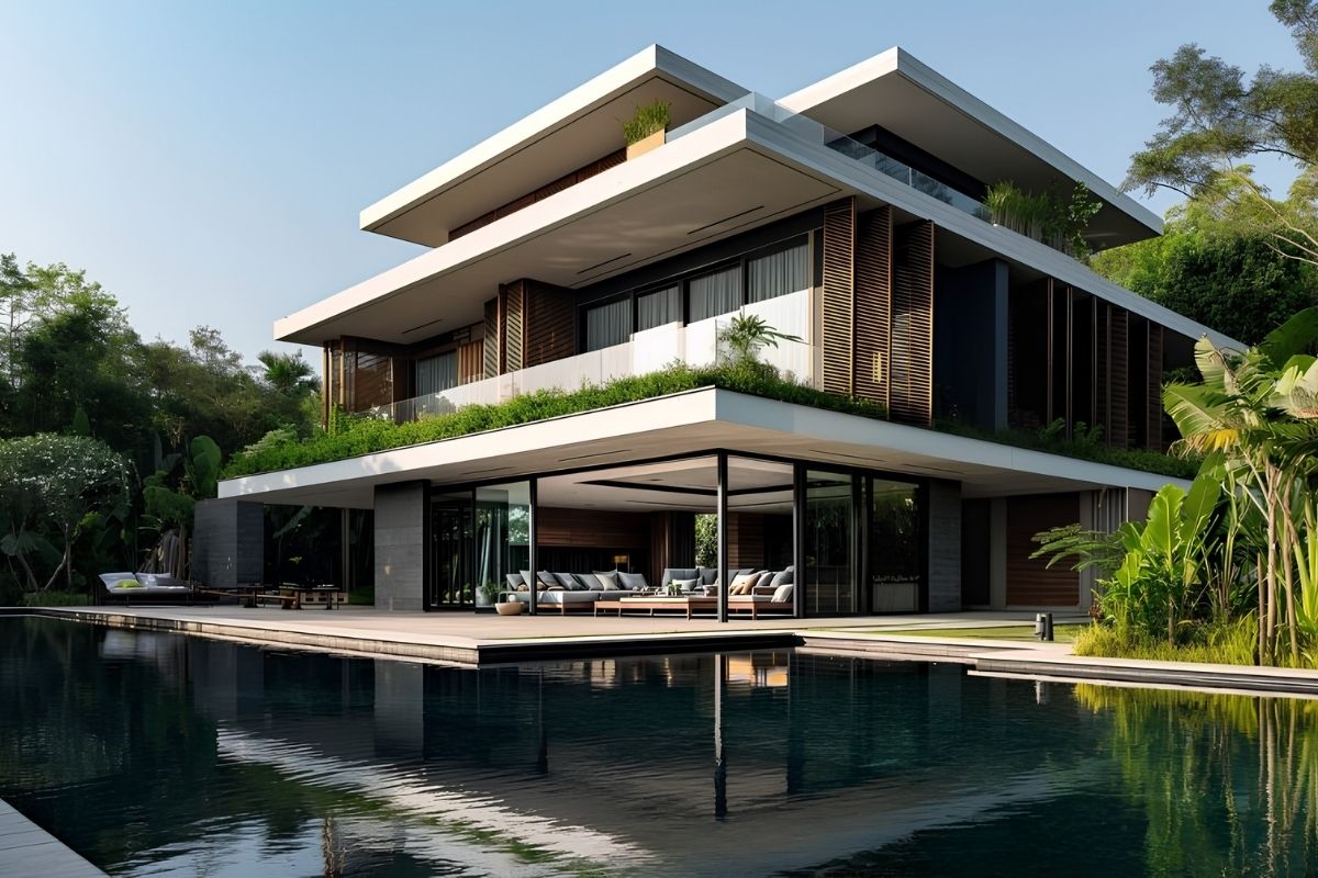 Thiết kế villa Cần Thơ theo hướng sinh thái ưu tiên cây xanh, mặt nước và khoảng đệm giúp giảm nhiệt cho không gian sống  (Ảnh: Sưu tầm)