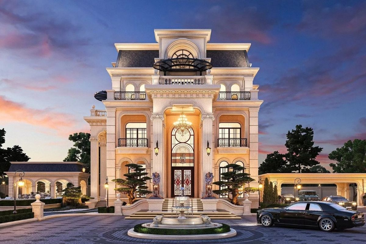 Thiết kế biệt thự cổ điển Cần Thơ phù hợp với dinh thự quy mô lớn, yêu cầu cao về tỷ lệ, hoa văn và chất lượng hoàn thiện (Ảnh: Sưu tầm)