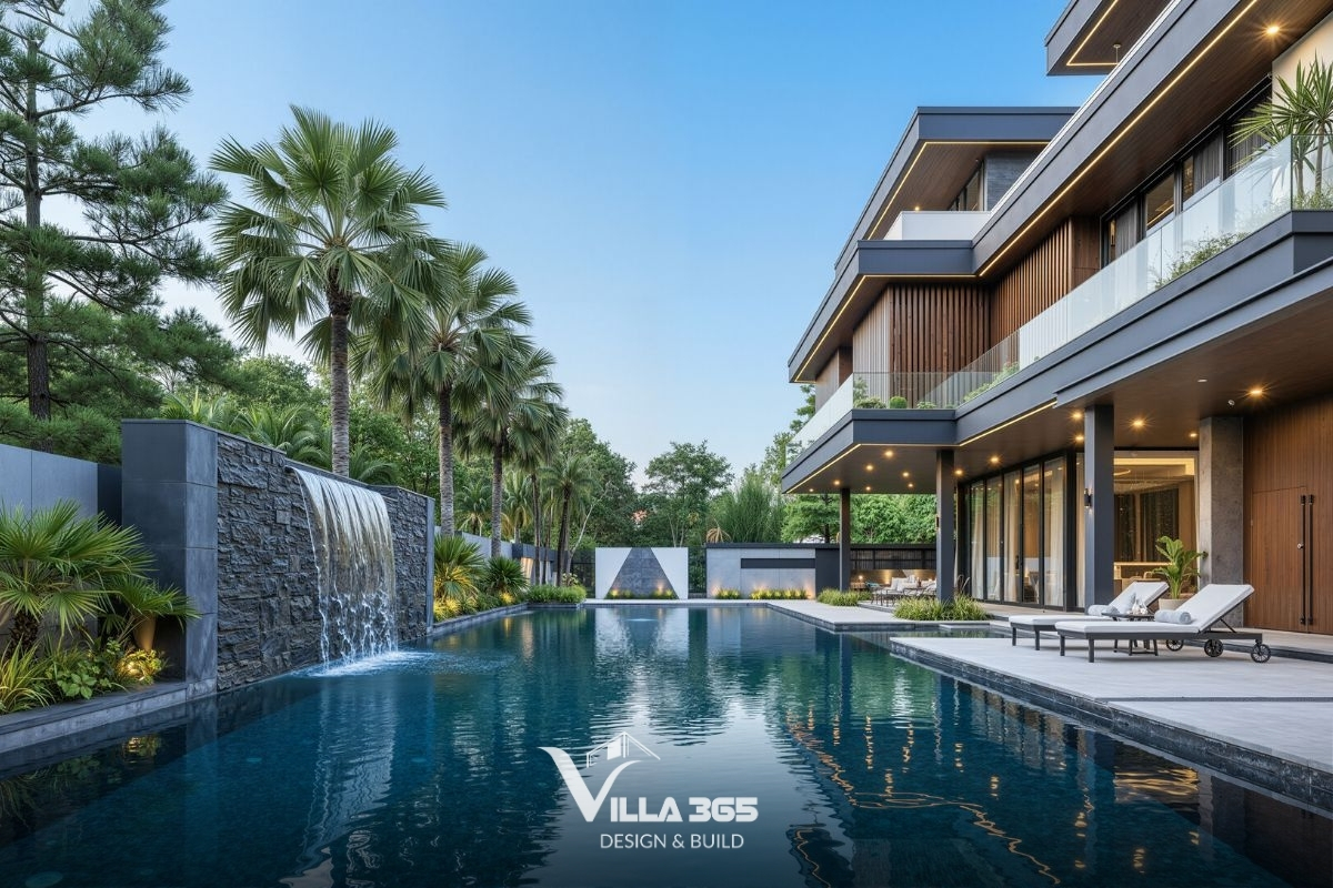 Mẫu thiết kế biệt thự Cần Thơ có sân vườn rộng mang đến trải nghiệm nghỉ dưỡng tại gia và tăng khoảng thở cho công trình 