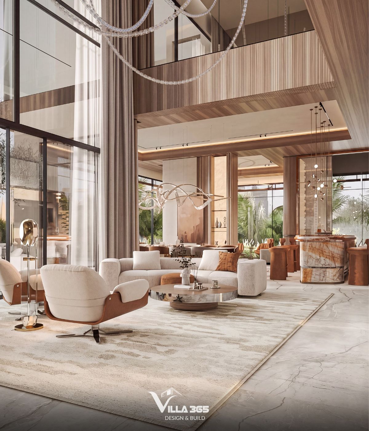 Thiết kế nội thất Amber Villa – “Chiếc hộp trang sức” lấp lánh giữa phố thị 3 Phòng khách được tổ chức theo bố cục mở, duy trì sự kết nối thị giác với các khu vực chức năng liền kề
