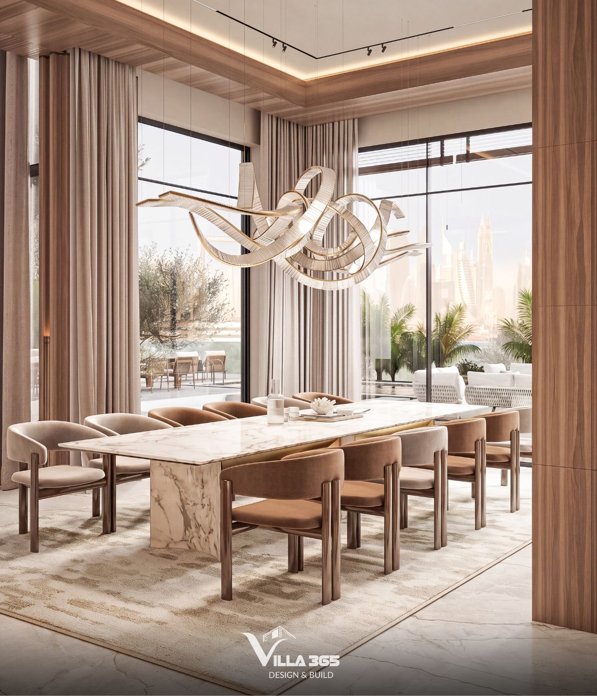 Thiết kế nội thất Amber Villa – “Chiếc hộp trang sức” lấp lánh giữa phố thị 8 Đá, gỗ và kim loại được phối kết theo nguyên tắc tương phản, tạo chiều sâu cho không gian