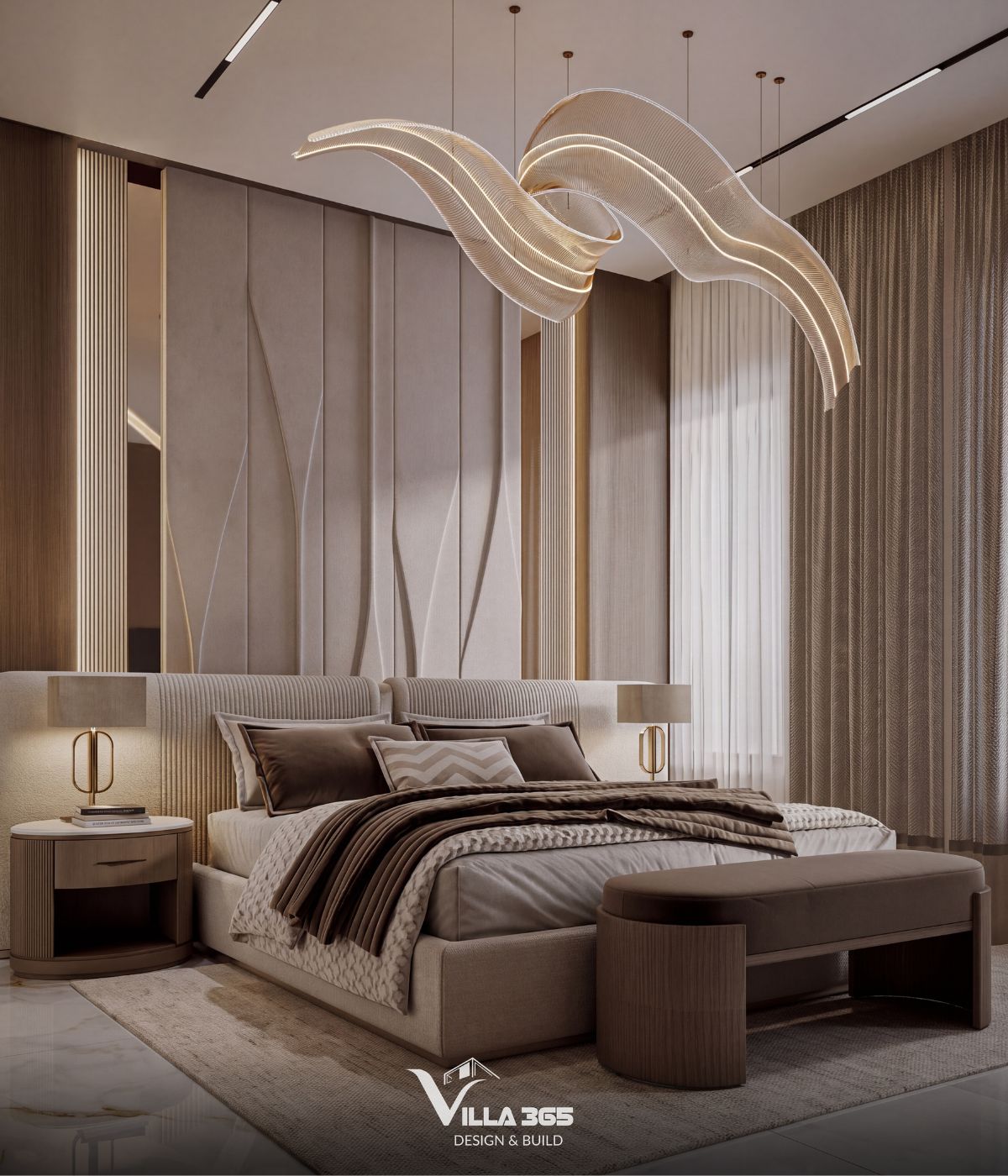 Thiết kế nội thất Amber Villa – “Chiếc hộp trang sức” lấp lánh giữa phố thị 14 Hệ đèn hắt gián tiếp làm rõ kết cấu vật liệu và những đường nét kiến trúc trên trần, tường
