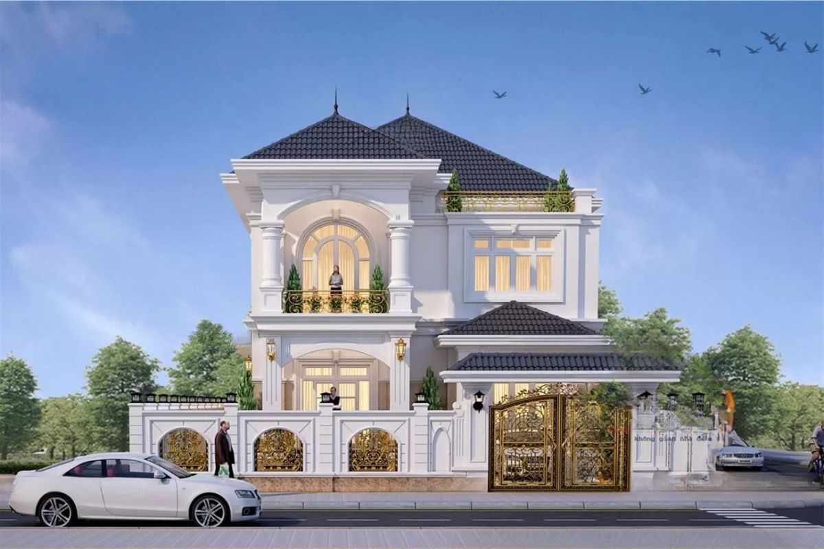 35+ Mẫu Biệt Thự 2 Tầng 10×20m Mái Nhật Đẹp Kèm Bản Vẽ Công Năng 41 Hệ mái Nhật có độ dốc và chiều cao cân đối giúp biệt thự 2 tầng 10x20m mái Nhật đẹp hài hòa (Ảnh: Sưu tầm)