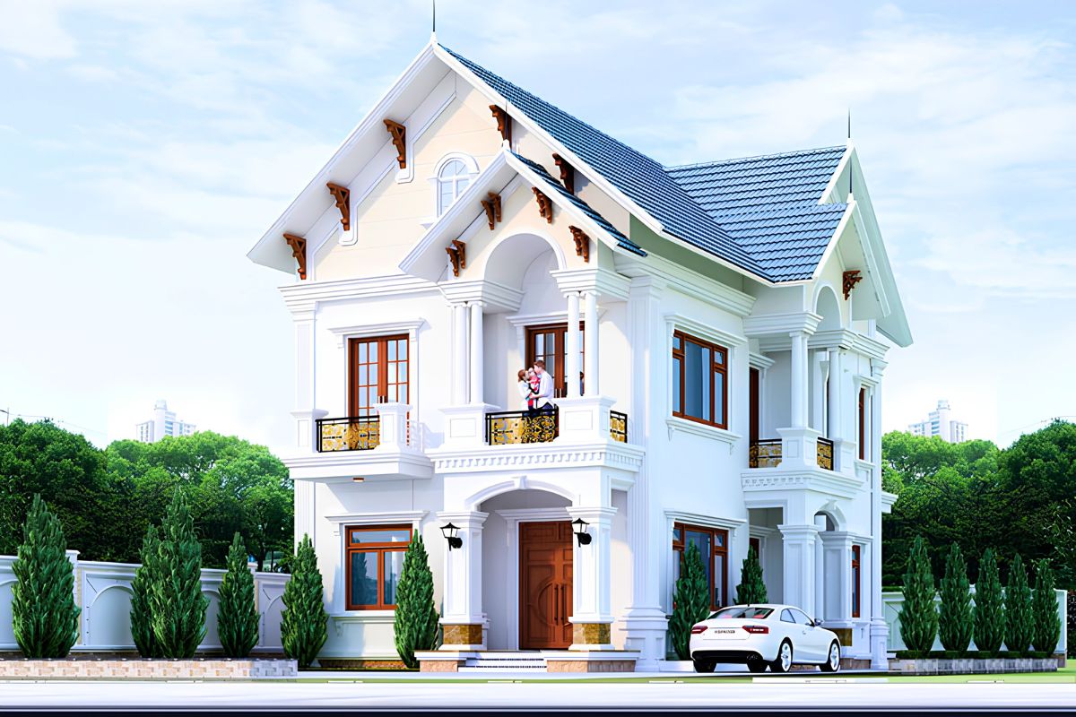 Thiết kế biệt thự mái Thái 2 tầng có khả năng thoát nước nhanh khi hệ mái được thi công đúng kỹ thuật  (Ảnh: Sưu tầm)