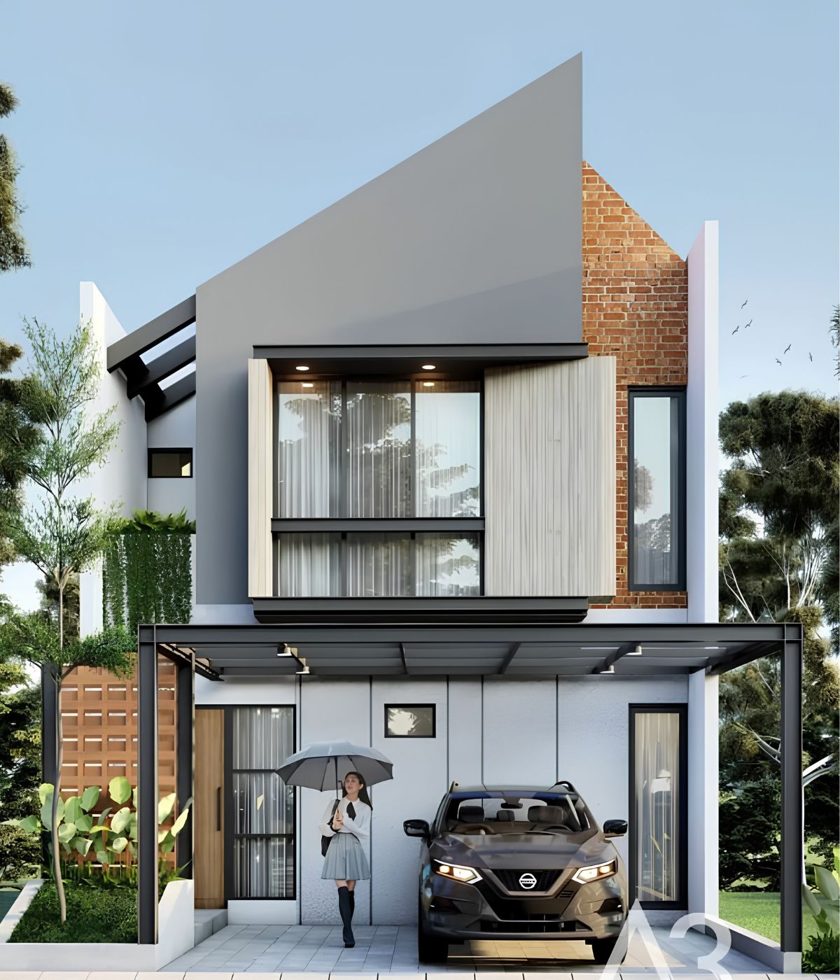 Thiết kế mái lệch cho biệt thự 2 tầng cần chú trọng kết cấu, giải pháp thoát nước và xử lý chống thấm  (Ảnh: Sưu tầm)