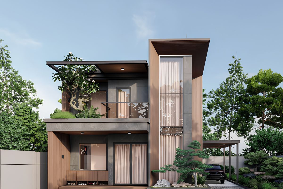 Nhà biệt thự 2 tầng 3 phòng ngủ có thể kết hợp phòng làm việc, sinh hoạt chung và sân vườn theo nhu cầu  (Ảnh: Sưu tầm)