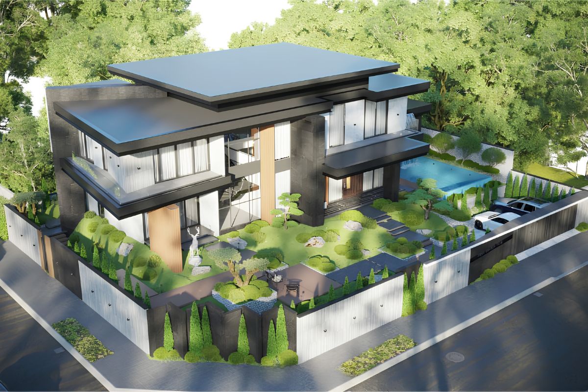 Biệt thự sân vườn 2 tầng 3 phòng ngủ có hồ bơi tạo không gian nghỉ dưỡng riêng tư ngay trong khuôn viên  (Ảnh: Sưu tầm)