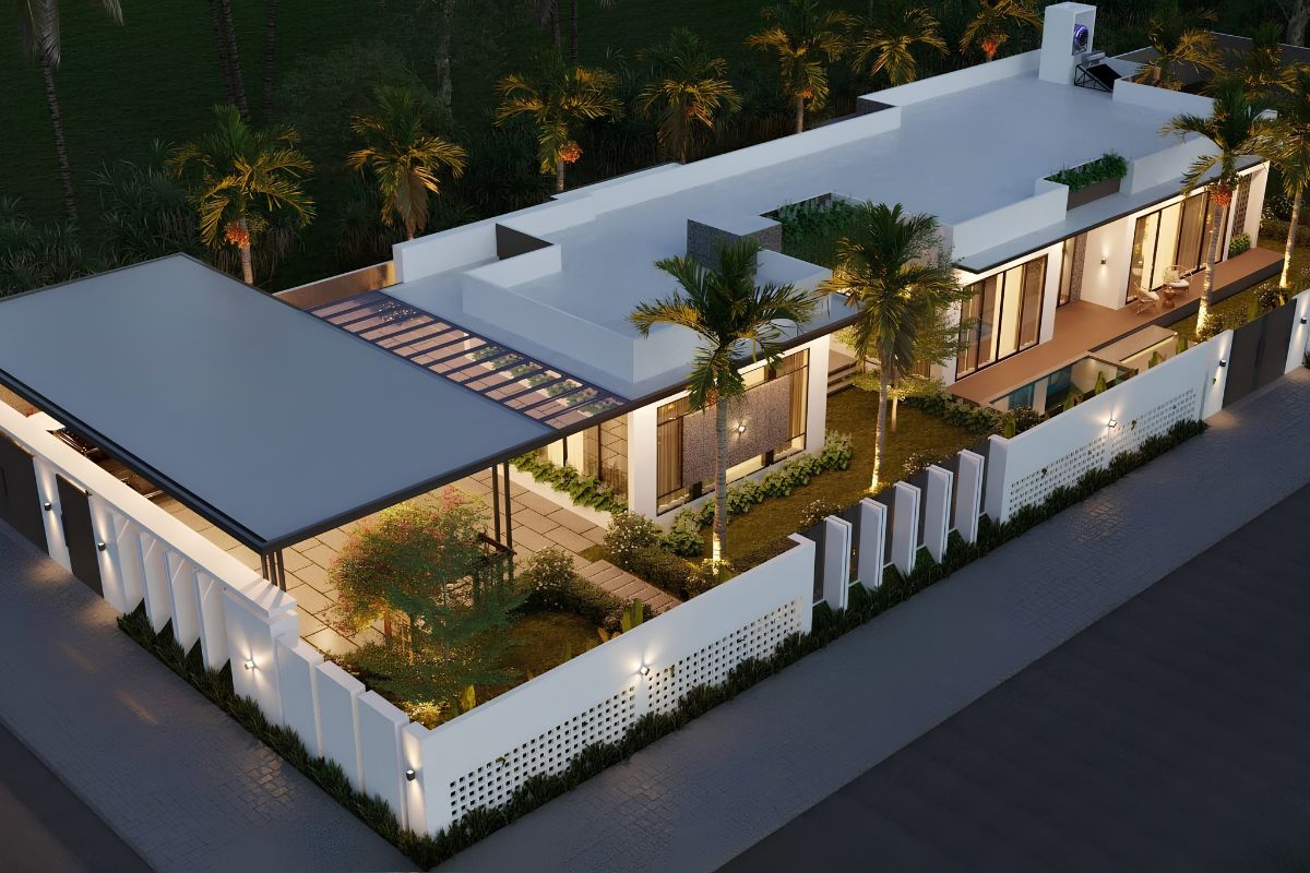 20+ Mẫu Biệt Thự 2 Tỷ Đẹp, Kèm Dự Toán Chi Phí 2026 23 Biệt thự mini 2 tỷ kết hợp sân vườn xanh mát, tạo không gian sống riêng tư và gần gũi thiên nhiên (Ảnh: Sưu tầm)
