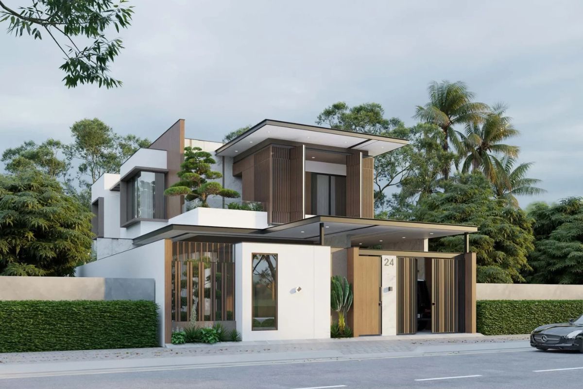 Mẫu biệt thự 3 tỷ đẹp 2026 kèm mặt bằng và dự toán chi phí 5 Mẫu biệt thự 2 tầng 3 tỷ phong cách hiện đại trên khu đất 12 × 25m tại Quảng Nam (Ảnh: Sưu tầm)