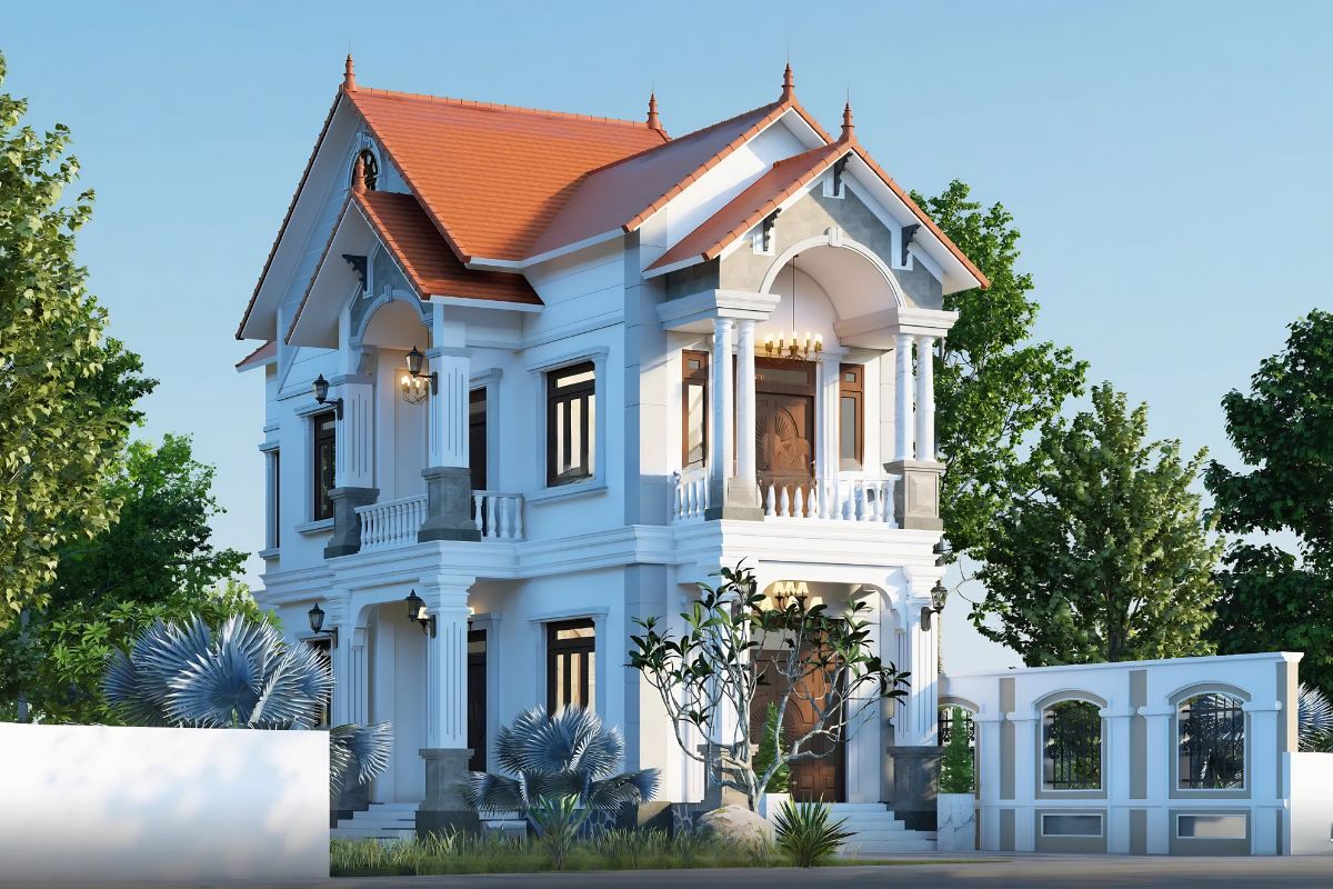 Mẫu biệt thự 3 tỷ đẹp 2026 kèm mặt bằng và dự toán chi phí 20 Mẫu biệt thự 1 tầng 3 tỷ mái Thái kết hợp sân vườn xanh mát, mang đến không gian sống gần gũi thiên nhiên (Ảnh: Sưu tầm)