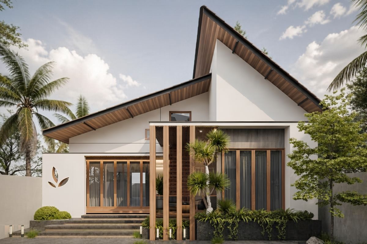 Mẫu biệt thự 3 tỷ đẹp 2026 kèm mặt bằng và dự toán chi phí 23 Mẫu biệt thự 3 tỷ mái lệch tạo dấu ấn với những mặt mái bất đối xứng và hình khối kiến trúc độc đáo (Ảnh: Sưu tầm)