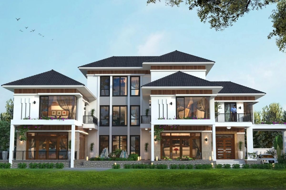 35+ Mẫu biệt thự 5 tỷ đẹp 2026: Xây được gì với ngân sách 5 tỷ? 2 Ngân sách 5 tỷ có thể xây dựng biệt thự 2–3 tầng với kiến trúc đẹp và công năng tiện nghi(Ảnh: Sưu tầm)