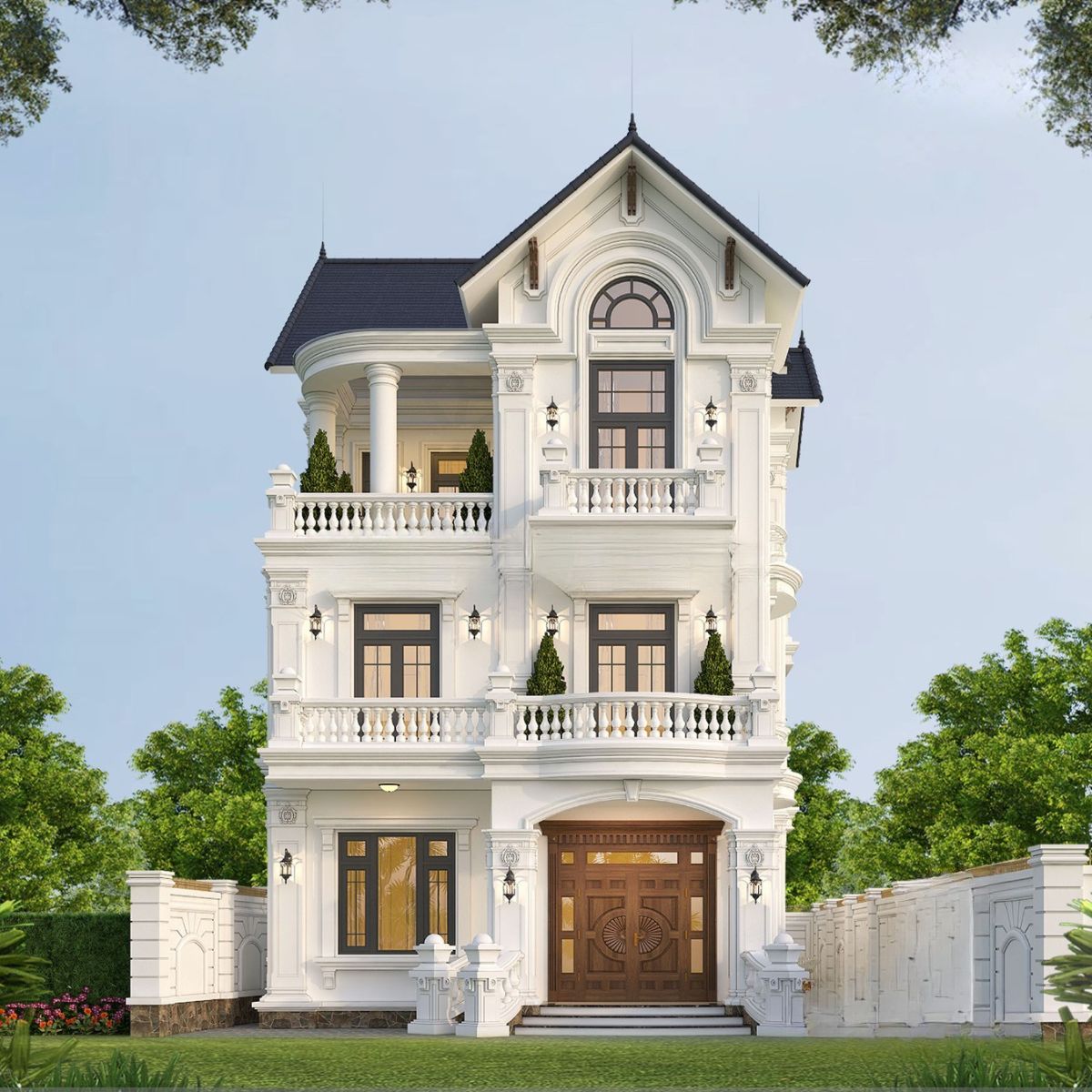 35+ Mẫu biệt thự 5 tỷ đẹp 2026: Xây được gì với ngân sách 5 tỷ? 15 Mẫu biệt thự 5 tỷ mái Thái gây ấn tượng với hệ mái dốc cao và kiến trúc thanh thoát (Ảnh: Sưu tầm)