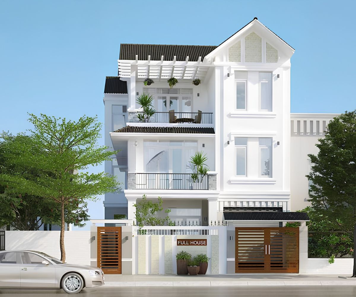 35+ Mẫu biệt thự 5 tỷ đẹp 2026: Xây được gì với ngân sách 5 tỷ? 17 Mẫu biệt thự mái Thái 2 tầng 5 tỷ với hệ mái giật cấp tinh giản, giúp tối ưu chi phí xây dựng (Ảnh: Sưu tầm)