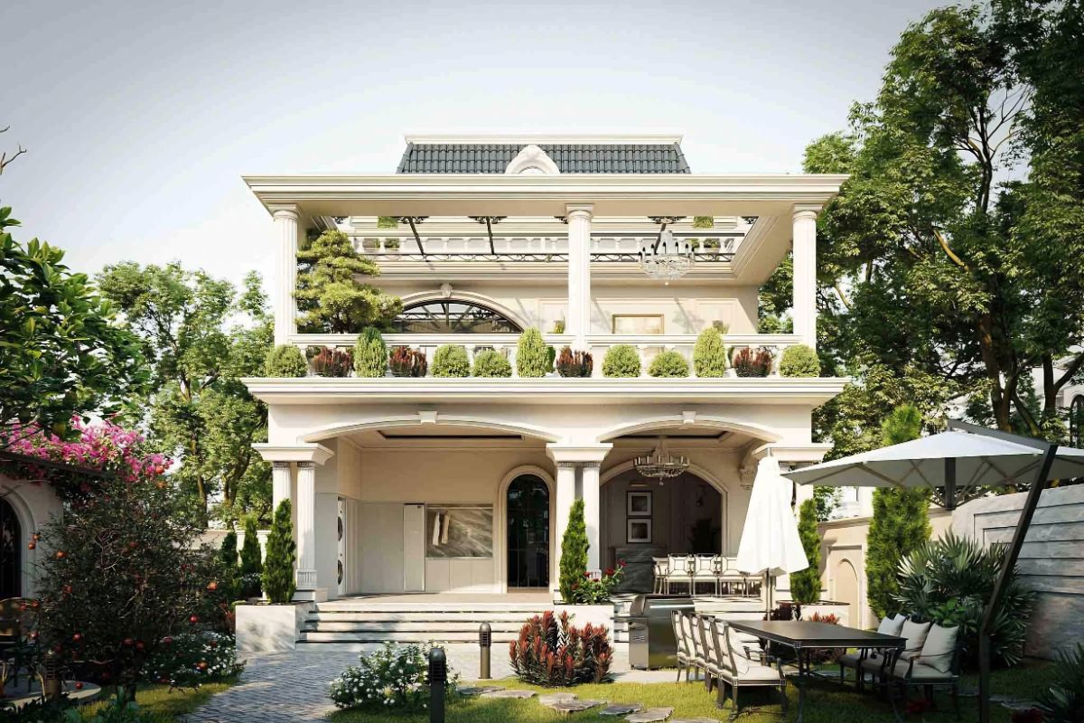 35+ Mẫu biệt thự 5 tỷ đẹp 2026: Xây được gì với ngân sách 5 tỷ? 23 Mẫu biệt thự sân vườn 5 tỷ sở hữu kiến trúc mở, kết nối hài hòa với không gian thiên nhiên (Ảnh: Sưu tầm)