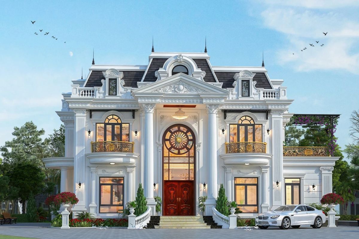 35+ Mẫu biệt thự 5 tỷ đẹp 2026: Xây được gì với ngân sách 5 tỷ? 35 Thiết kế biệt thự 2 tầng 5 tỷ 4 phòng ngủ cân bằng giữa không gian sử dụng và cảnh quan (Ảnh: Sưu tầm)