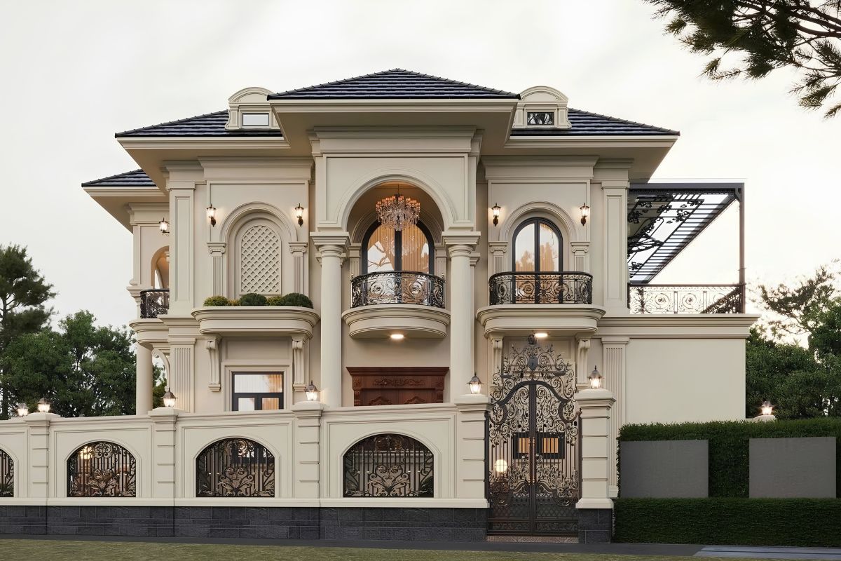 Biệt thự 600m2 5 phòng ngủ hoặc 6 phòng ngủ có thể bố trí thuận lợi khi lựa chọn quy mô hai tầng  (Ảnh: Sưu tầm)