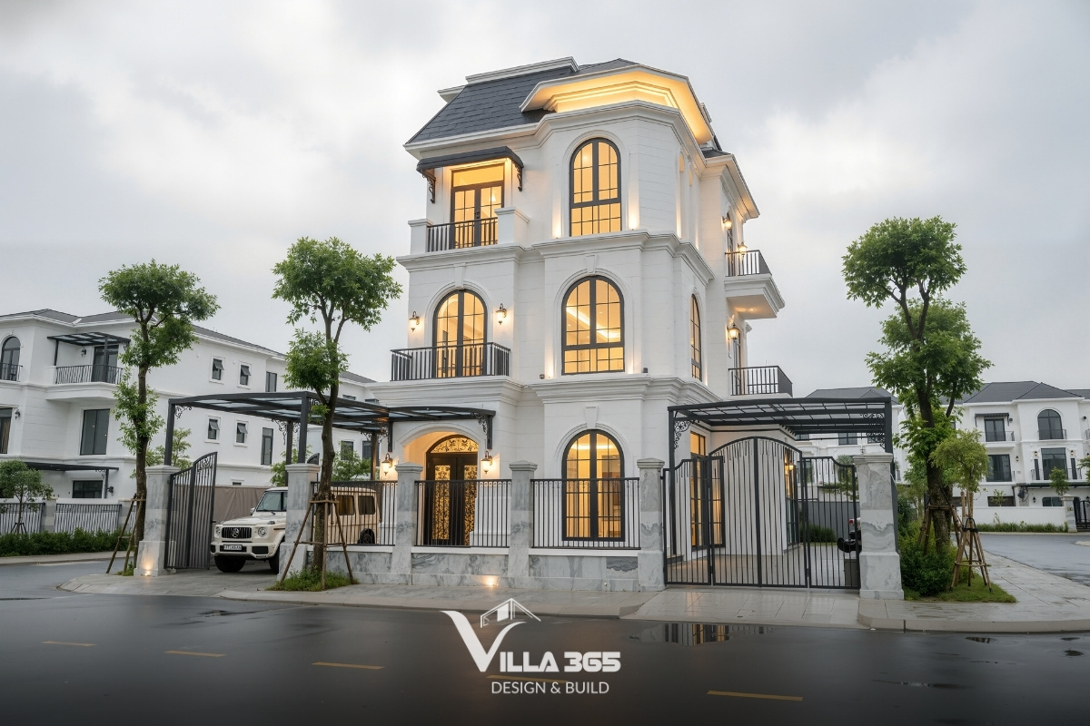 Biệt thự 600m2 châu Âu chú trọng tỷ lệ cân đối, hình khối bề thế và mặt tiền có chiều sâu 