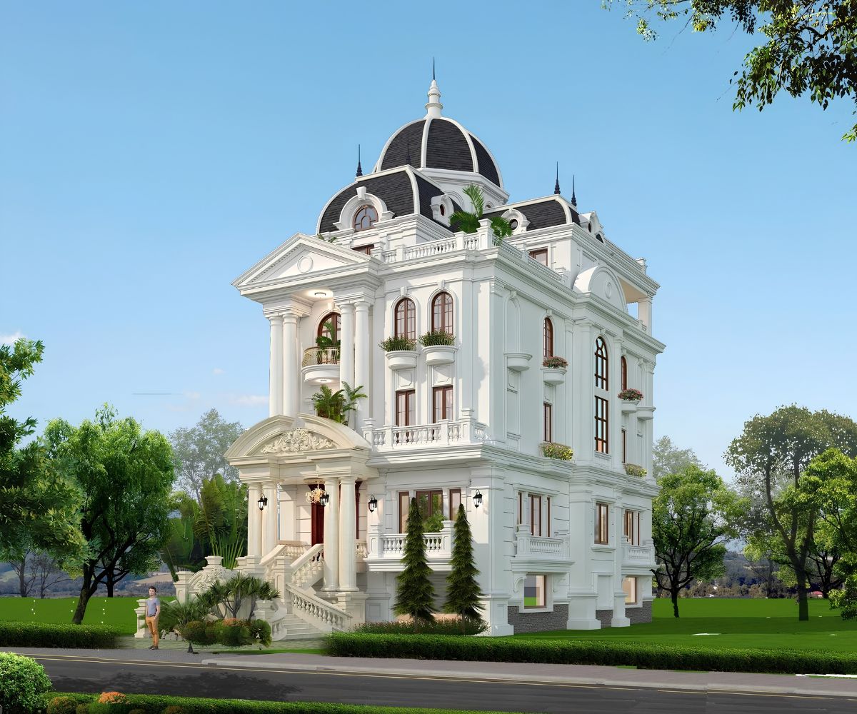 Biệt thự 600m2 mái vòm tạo điểm nhấn nổi bật tại sảnh chính và tăng vẻ bề thế cho công trình  (Ảnh: Sưu tầm)