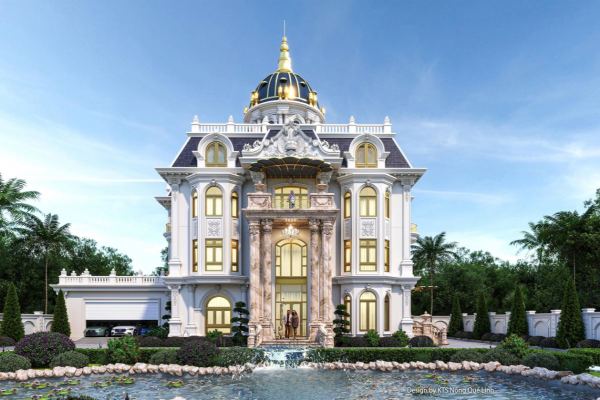 Mái vòm kết hợp hệ cột và cửa cong giúp biệt thự 600m2 tân cổ điển có diện mạo cân đối, sang trọng  (Ảnh: Sưu tầm)