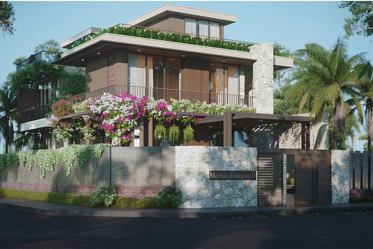 Biệt thự 600m2 sân vườn nên cân đối diện tích cây xanh, lối dạo và tiện ích ngoài trời với mật độ xây dựng được phép (Ảnh: Sưu tầm)