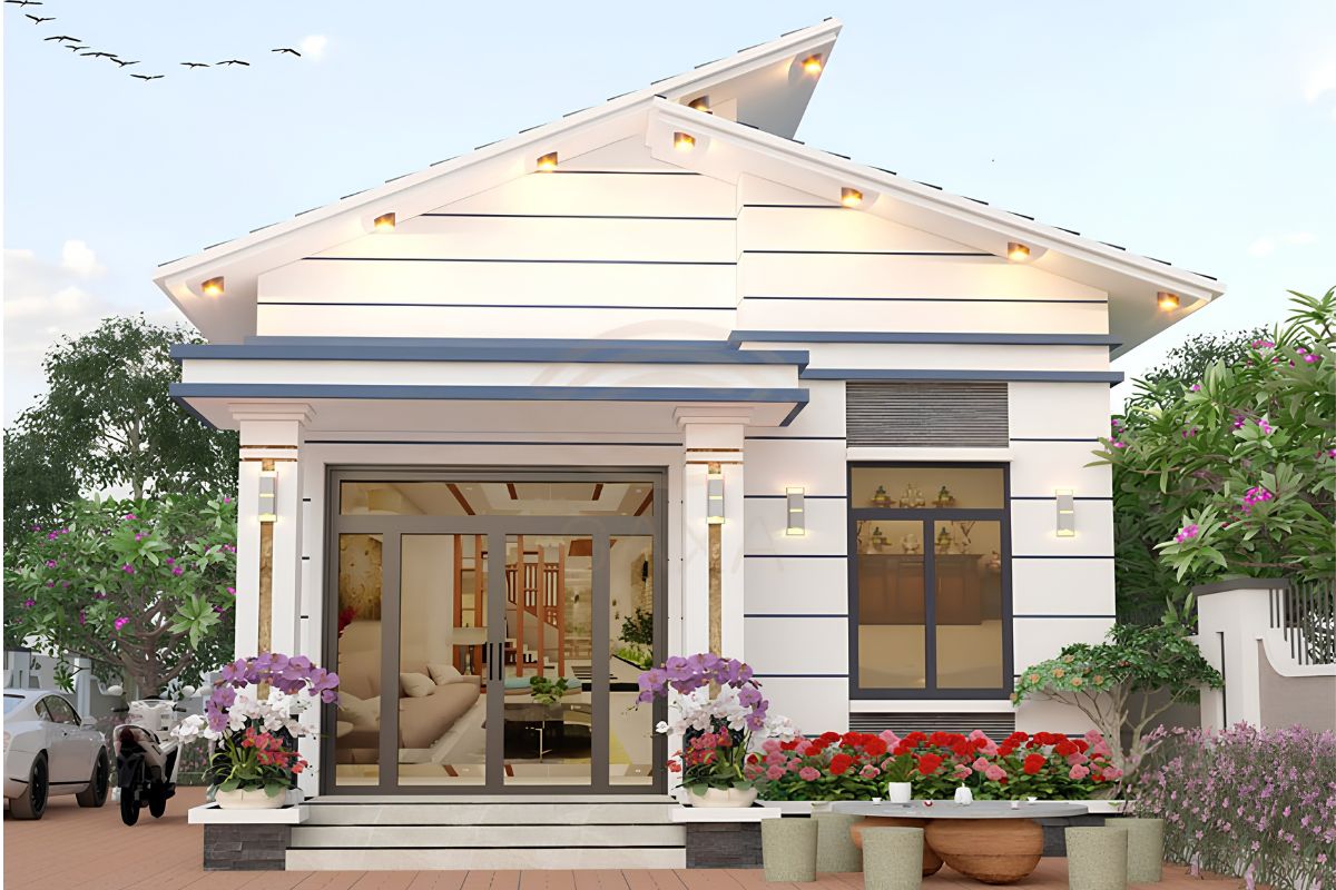 30+ Mẫu Biệt Thự Mái Lệch Đẹp, Hiện Đại & Chi Phí 2026 4 Mặt bằng biệt thự mái lệch 1 tầng được tổ chức khoa học, kết nối thuận tiện các không gian sinh hoạt (Ảnh: Sưu tầm)